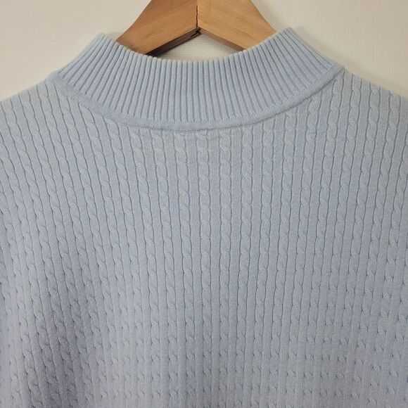 Vintage Baby Blue Cableknit Turtleneck Sweater - Picture 2 of 6